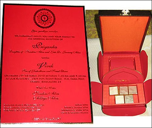 Vivek Oberoi's wedding card