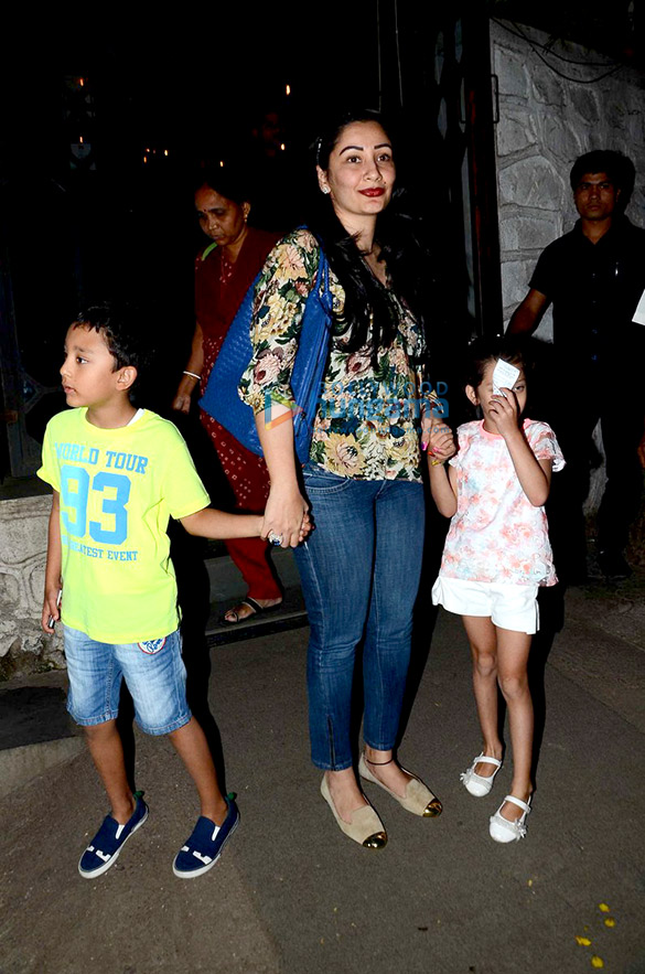 Manyata Dutt snapped with kids post dinner at a restaurant in Bandra Manyata Dutt snapped with kids post dinner at a restaurant in Bandra