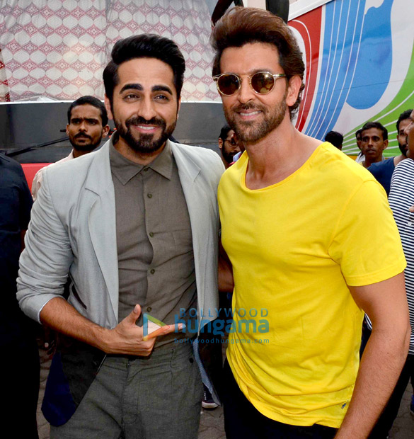 Hrithik Roshan and Ayushmann Khurrana snapped at Mehboob Studio Hrithik Roshan and Ayushmann Khurrana snapped at Mehboob Studio