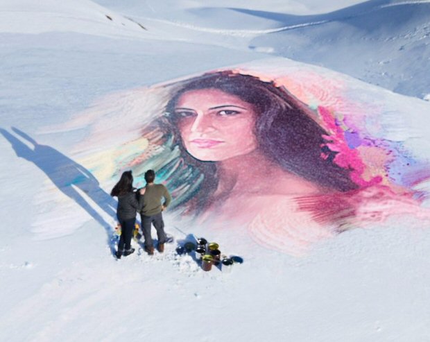 Wow Salman Khan Draws A Portrait Of Katrina Kaif On A Frozen Lake For Tiger S Love Song Bollywood News Bollywood Hungama