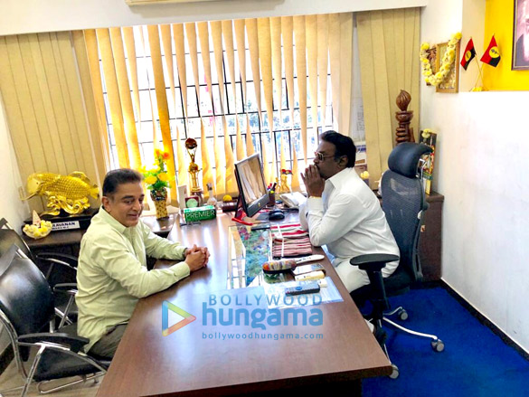 Kamal Haasan snapped meeting Captain Vijayakant Kamal Haasan snapped meeting Captain Vijayakant