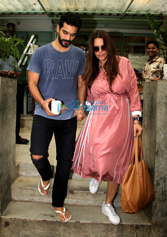 Neha Dhupia and husband Angad Bedi snapped at Kitchen Garden in Bandra