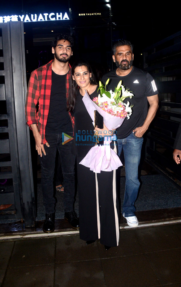 Suniel Shetty, Ahan Shetty snapped at Mana Shetty’s birthday dinner at BKC Suniel Shetty, Ahan Shetty snapped at Mana Shetty's birthday dinner at BKC