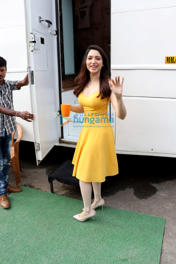 Tamannaah Bhatia snapped on location of a shoot in Filmcity