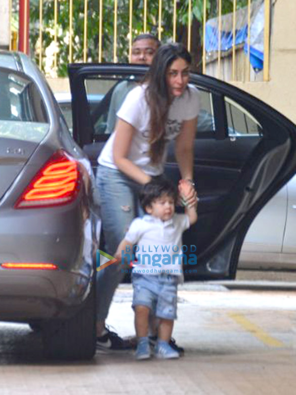 Kareena Kapoor Khan and Taimur Ali Khan snapped at Karisma Kapoor’s residence