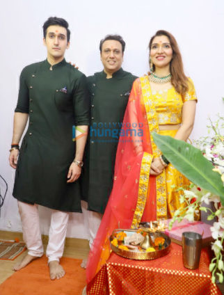 Photos: Govinda snapped with his family during Ganpati puja at his residence