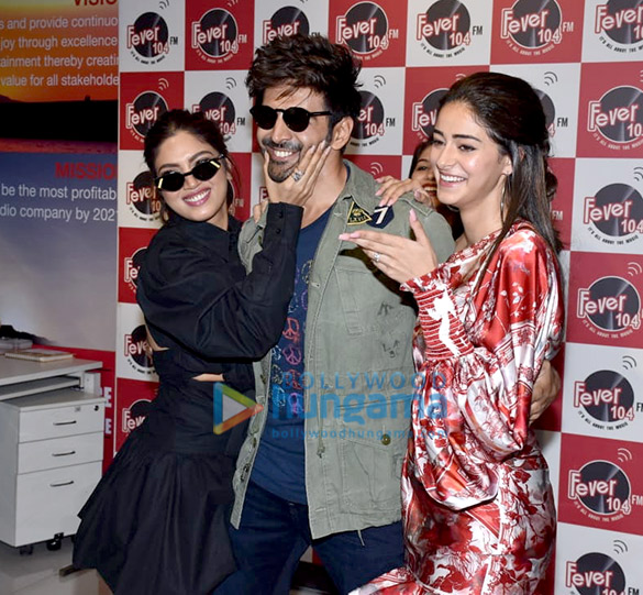 Photos: Kartik Aaryan, Bhumi Pednekar and Ananya Panday snapped promoting their film Pati Patni Aur Woh at the Fever 104 FM office