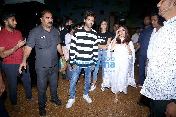 Photos: Kartik Aaryan, Bhumi Pednekar and Ananya Pandey spotted promoting ‘Pati Patni Aur Woh’ at Gaiety Galaxy