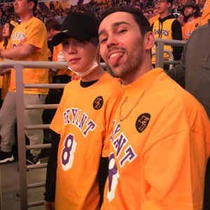 American Singer Max Schneider Reunites With Bts Rapper Suga At Lakers Game As They Honour Late Kobe Bryant Bollywood News Bollywood Hungama