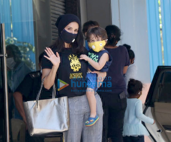 Photos: Sunny Leone snapped with her kids at play school in Juhu