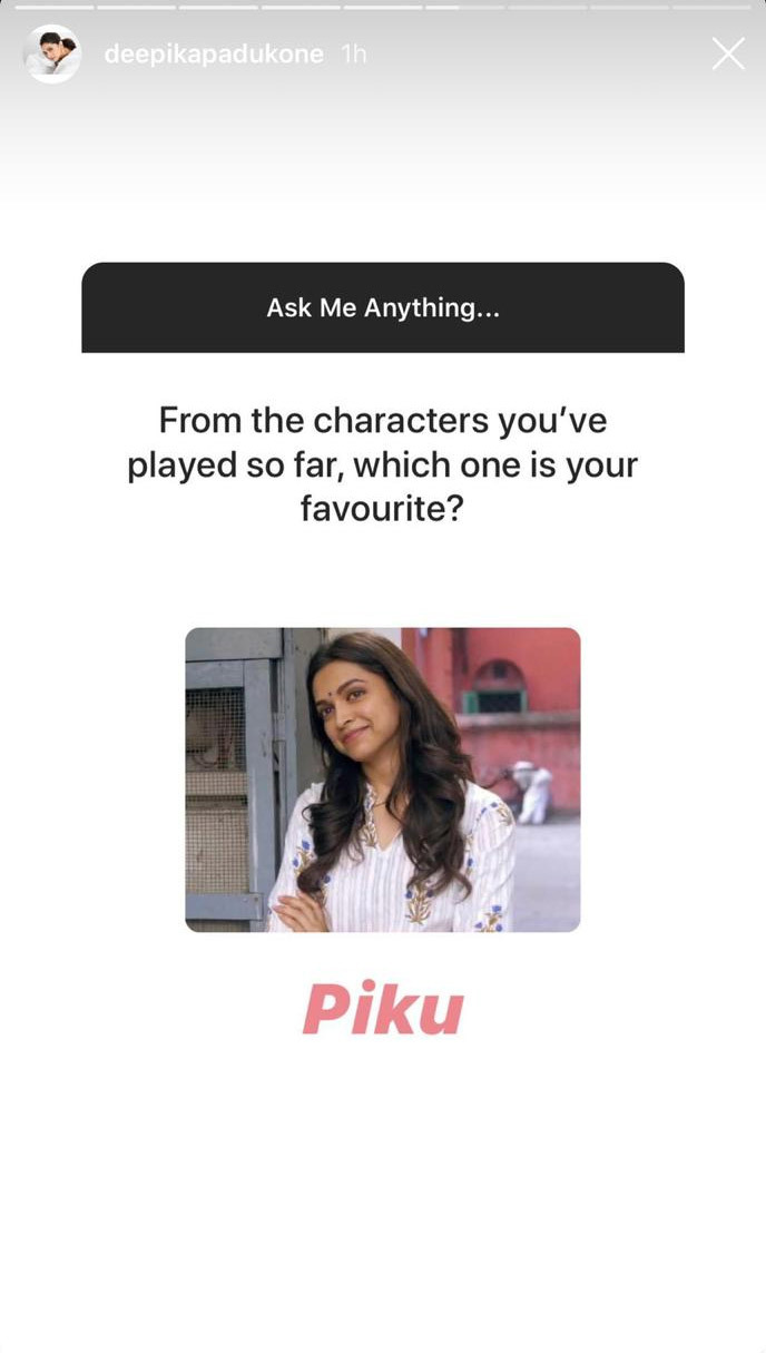 Deepika Padukone reveals her favourite character so far during the ‘Ask Me’ session on Instagram