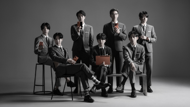 BTS look sharp in Thom Browne suits during the unveiling of Samsung Galaxy Z Fold 2 and Note 20 series