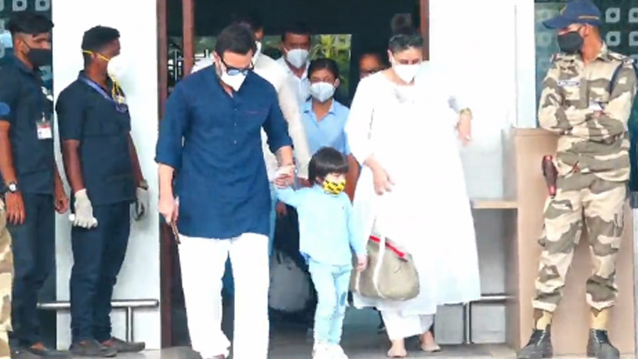 Kareena, Saif and Taimur spotted at Airport Kareena, Saif and Taimur spotted at Airport