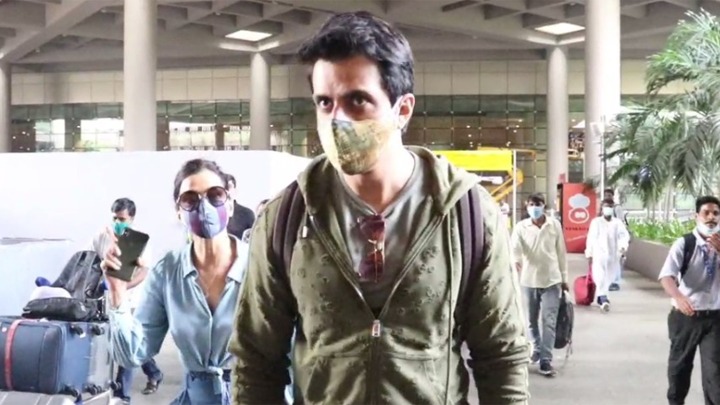 Sonu Sood Snapped With His Wife At The Airport Bollywood Hungama