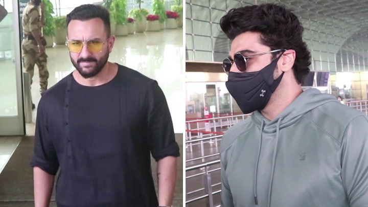 Saif Ali Khan & Arjun Kapoor leave for the shoot of movie Bhoot Police Saif Ali Khan & Arjun Kapoor leave for the shoot of movie Bhoot Police