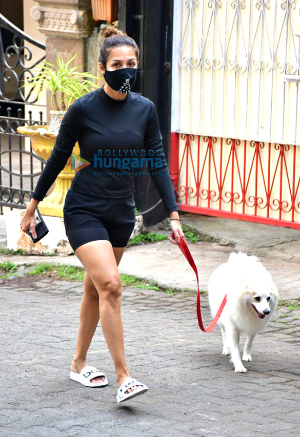 Photos: Malaika Arora spotted with her pet for morning walk
