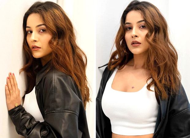 Shehnaaz Gill Dons Crop Top And Jeans With Leather Jacket As She Returns From Canada After Wrapping Honsla Rakh Bollywood News Bollywood Hungama