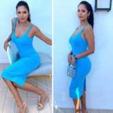 Esha Gupta dons affordable bodycon blue midi dress, carries a luxury Chloé bag worth Rs. 75,628