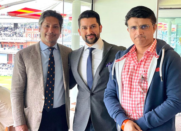 Aftab Shivdasani spotted at Lord's Cricket Ground for IND vs ENG cricket match, meets cricket contemporaries Sourav Ganguly and Kumar Sangakkara
