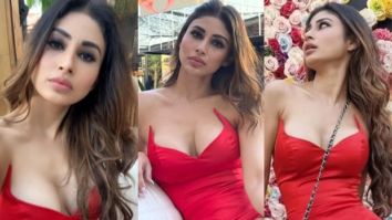 Mouni Roy looks fiery in strapless red dress with thigh-high slit as she celebrates Halloween in Dubai