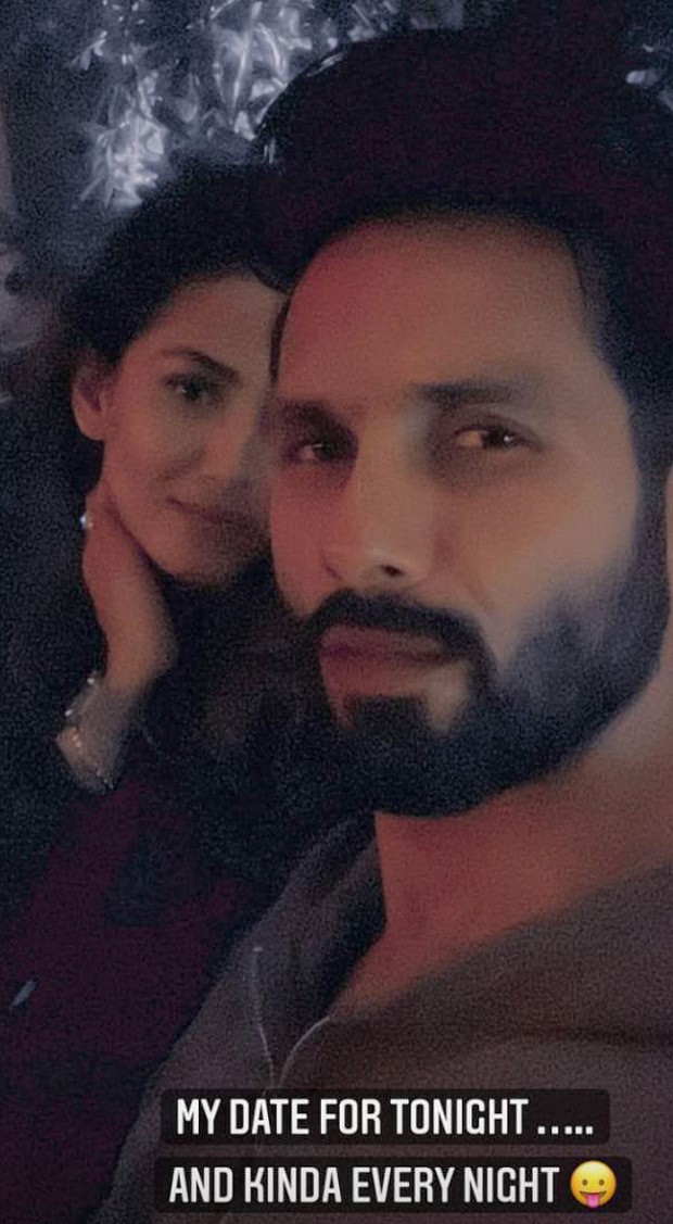 Shahid Kapoor and his wife Mira Rajput are enjoying a date night.The jersey actor writes, 