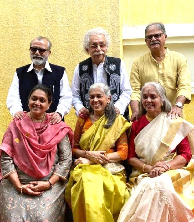 Naseeruddin Shah's Einstein look grabs attention as he poses with Pankaj Kapur, Supriya Pathak, Ratna Pathak at Sanah Kapur and Mayank Pahwa's wedding festivities