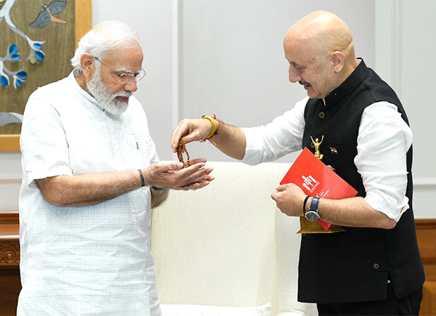 Anupam Kher meets Prime Minister Narendra Modi; gifts rudraksh mala sent by his mother