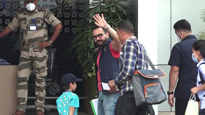 Spotted: Saif Ali Khan, Taimur and Jai Shewakramani at Mumbai airport