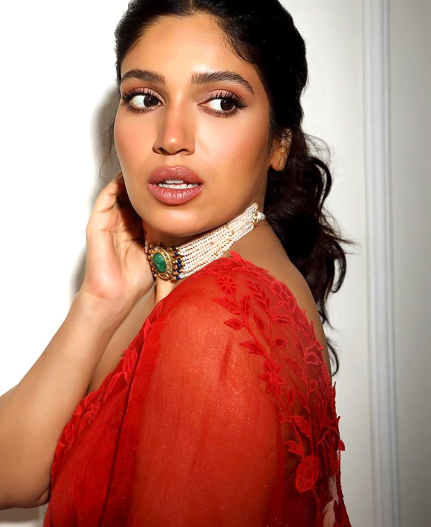 Bhumi Pednekar goes all glam in red organza saree for Raksha Bandhan trailer launch in Delhi