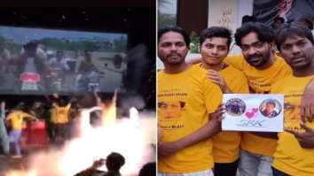 EXCLUSIVE: EXCITED fans burst firecrackers at the special screening of Deewana at a drive-in cinema in Malegaon, held to celebrate 30 years of Shah Rukh Khan in Bollywood