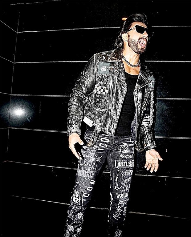 Ranveer Singh is nailing the edgy biker boy look in a funky black and silver jacket, pants and boots at Liger trailer launch 