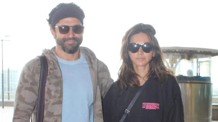 Spotted: Farhan Akhtar with his wife Shibani at airport