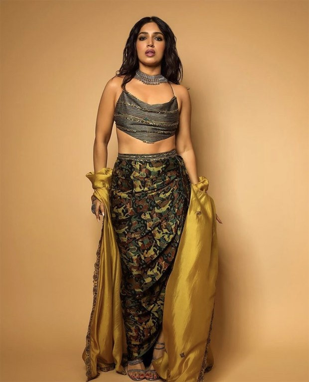 Bhumi Pednekar looks bewitching in backless scarf top, body-con skirt and cape jacket worth Rs.27K for Raksha Bandhan promotions 