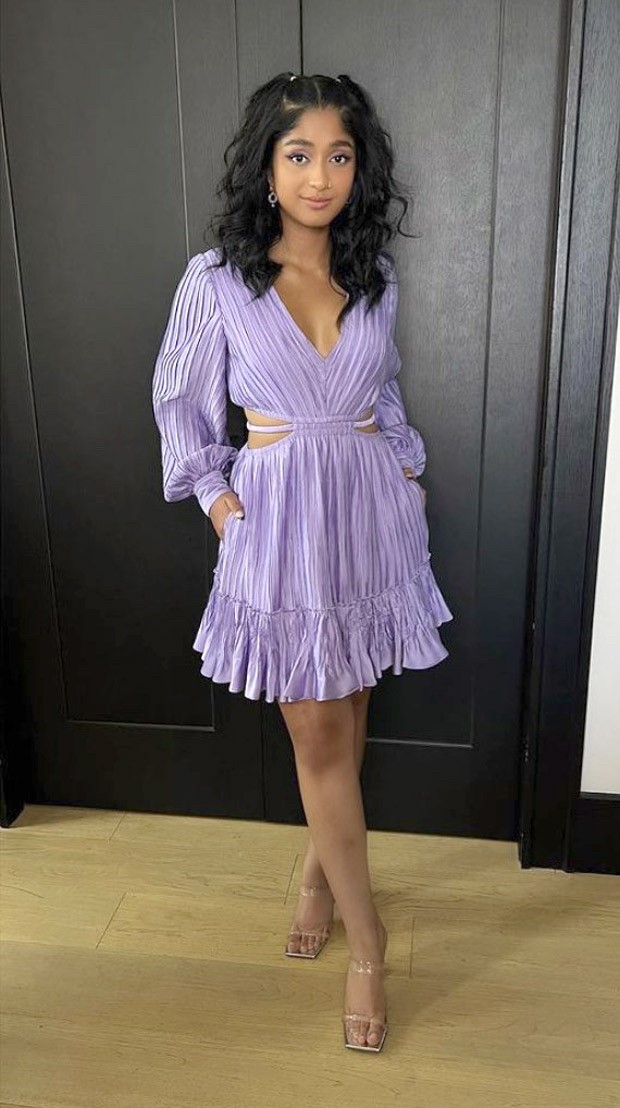 Never Have I Ever star Maitreyi Ramakrishnan looks chic in lavender mini dress worth Rs. 47K for Never Have I Ever promotions