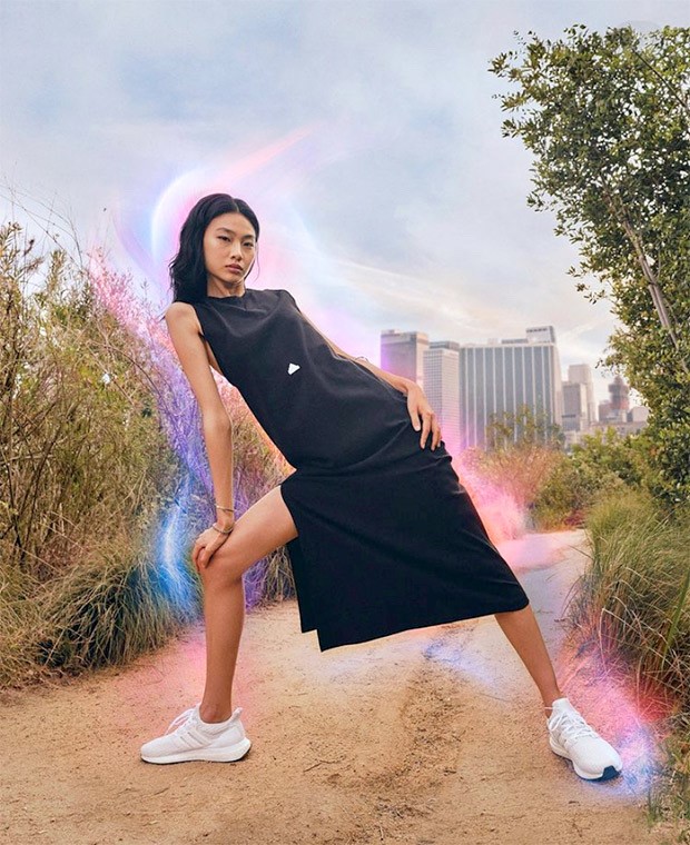 Squid Game star Jung Ho Yeon dons black ribbed dress with Adidas trainers in new capsule collection 