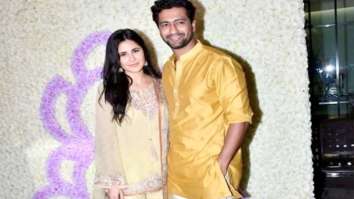Katrina Kaif-Vicky Kaushal twin in yellow as they attend Ganesh Chaturthi celebrations hosted by Arpita Khan Sharma