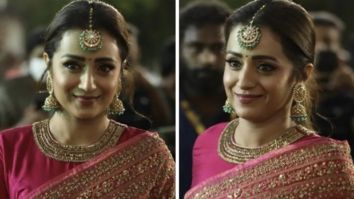 Trisha Krishnan slays like a queen in richly embroidered pink saree for Ponniyin Selvan grand trailer launch