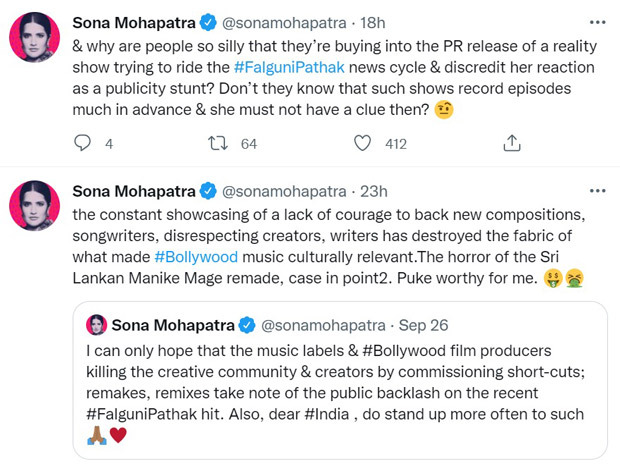  Sona Mohapatra speaks on people calling their tiff a ‘publicity stunt’; call it ‘silly’