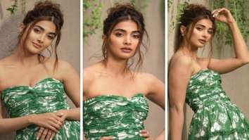 Pooja Hegde’s strapless green and white printed dress is a weekend must-have